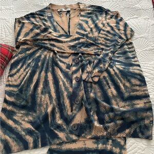 Stylish Tan and Black Cardigan with matching pants